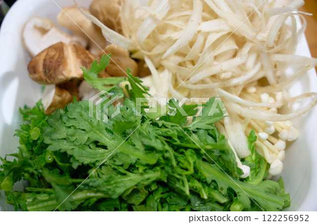 Assorted vegetables for sukiyaki 122256952