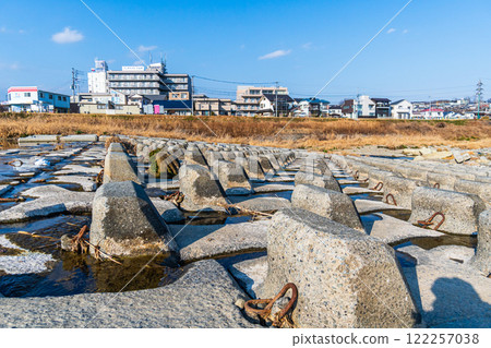 River fishway and residential area River fishway and residential area 122257038