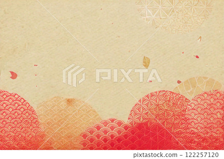 Japanese paper background material featuring Japanese patterns Japanese paper background material featuring Japanese patterns 122257120