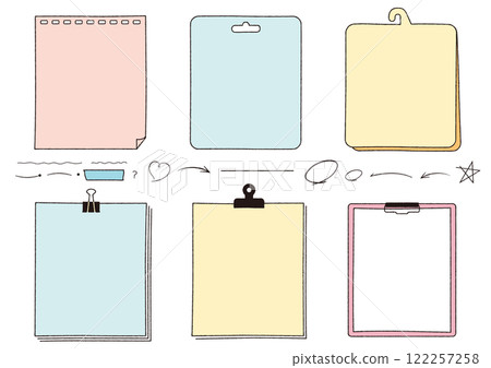 手繪備忘錄與筆記本框架套裝 便條、活頁夾、紙張 B03 無文字 手繪備忘錄與筆記本框架套裝 便條、活頁夾、紙張 B03 無文字 122257258