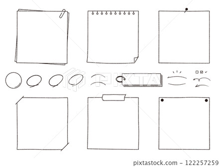 手繪備忘錄與筆記本框架套裝 便條、活頁夾、紙張 C01 無文字 手繪備忘錄與筆記本框架套裝 便條、活頁夾、紙張 C01 無文字 122257259