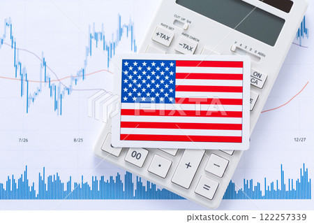 Stock graph and American flag 122257339