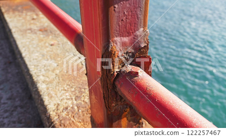 Corroded handrail Corroded handrail 122257467
