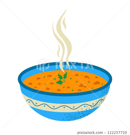 Lentil soup. Traditional Turkish food. Vector hand drawn illustration Lentil soup. Traditional Turkish food. Vector hand drawn illustration 122257720