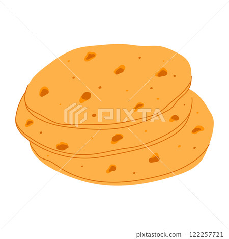 Flatbread. Traditional Middle Eastern food. Hand drawn vector illustration 122257721