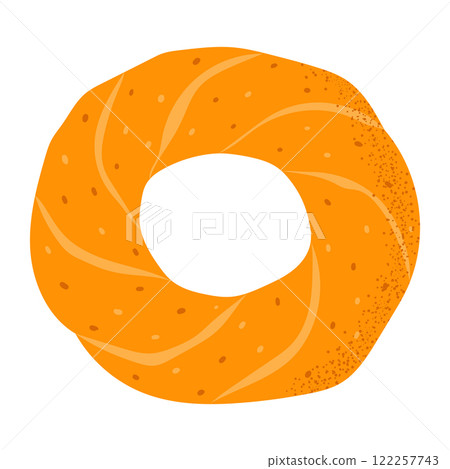 Turkish simit. Traditional bagel. Hand drawn vector illustration 122257743