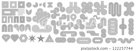 Geometric zen arch shapes. Mid century elements set. Modern boho aesthetic. Vector illustration Geometric zen arch shapes. Mid century elements set. Modern boho aesthetic. Vector illustration 122257744