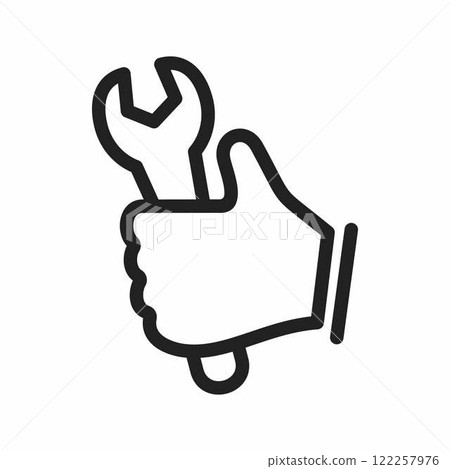 Wrench in Hand icon vector. Suitable for mobile apps, web apps and print media. Wrench in Hand icon vector. Suitable for mobile apps, web apps and print media. 122257976