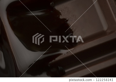 Pour thick chocolate sauce over the chocolate 122258141