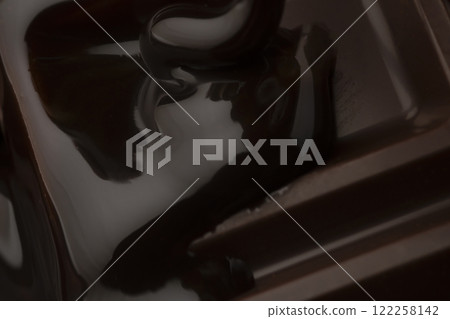 Pour thick chocolate sauce over the chocolate 122258142