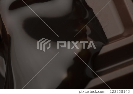 Pour thick chocolate sauce over the chocolate 122258143