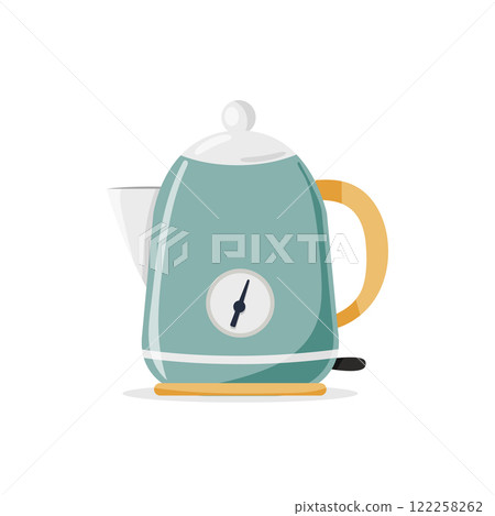 Electric kettle vector illustration in retro style, isolated on white background 122258262