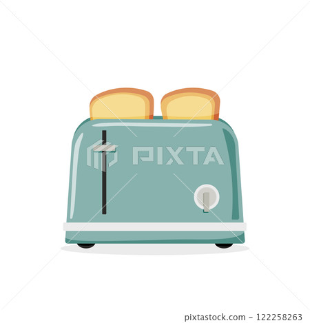 Toaster vector illustration isolated on white background. Retro modern design for kitchen appliances 122258263
