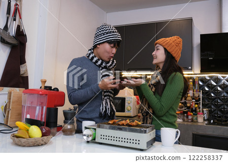 Young Asian couple living at home 122258337