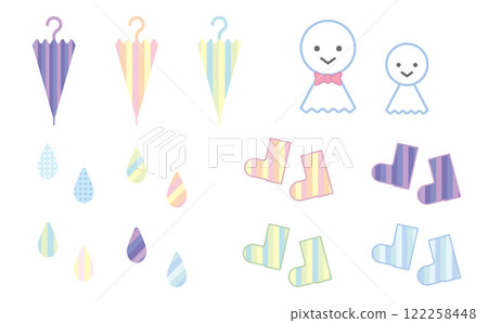 A pastel colored illustration set for the rainy season. 122258448