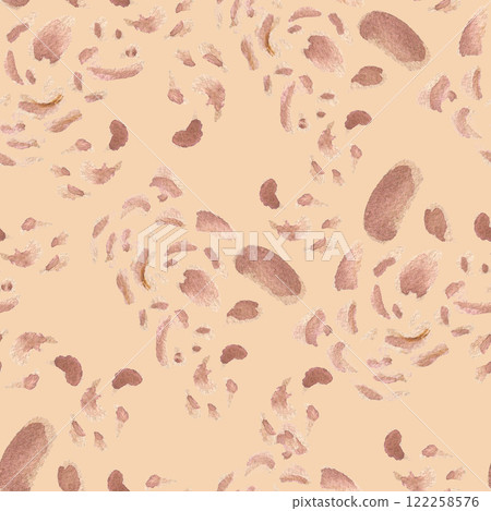 Cheetah specks in pale pink tones wild print watercolor isolated on white. Motifs blots of desert animals on repeated background. Monochrome spots pastel tones hand drawn for textile, packaging. 122258576