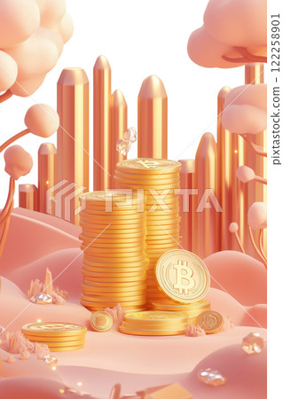 金美元的 3D 卡通風格插畫 122258901