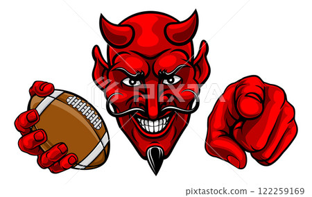 Devil Football Ball Sport Team Mascot Illustration Devil Football Ball Sport Team Mascot Illustration 122259169