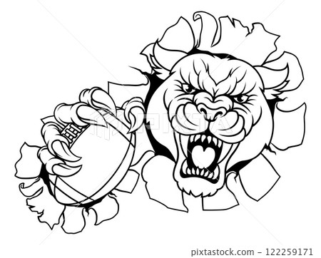 Panther Leopard Cougar American Football Mascot Panther Leopard Cougar American Football Mascot 122259171