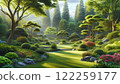 A park enveloped in morning mist 122259177