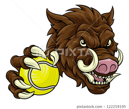 Boar Wild Hog Razorback Warthog Pig Tennis Mascot Boar Wild Hog Razorback Warthog Pig Tennis Mascot 122259195