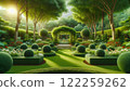 A garden with a fountain 122259262
