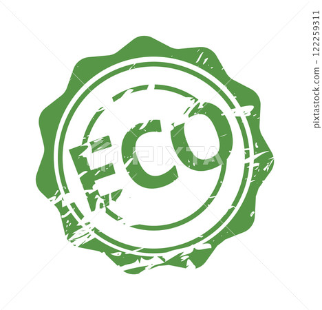 Eco Grunge Green Stamp for Organic Product Label, Perfect for Packaging, Branding, and Advertising Design. 122259311