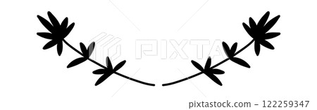 Decorative text dividers floral doodle. Wedding decorative element. Divider ornament, borders, lines. Hand drawn vector illustration isolated on white background 122259347