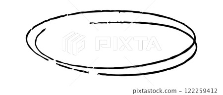 Doodle oval frame. Hand drawn circle pencil sketch. Vector scribble round border 122259412