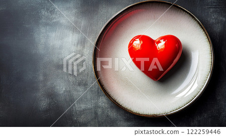 valentine's day card love red heart warm and passion concept, heart on a plate, heartbreaker 122259446