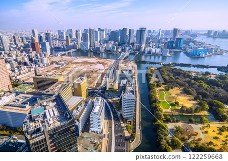 日本東京城市景觀：邁向新時代。築地市場舊址一景。重建…=2020 年 1 月 23 日 122259668