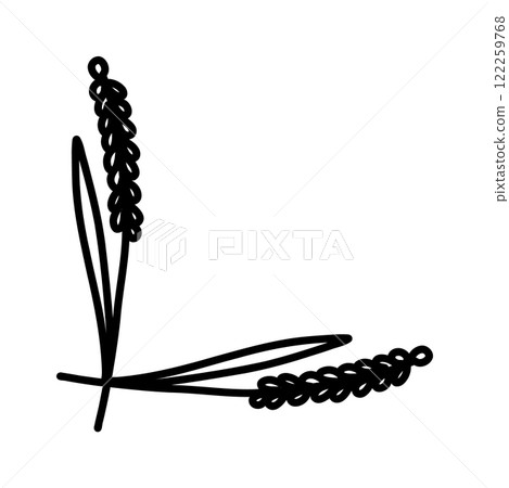 Simple Doodle Corner Frame with Botanical Elements for Scrapbooking, Stationery, Logo Design, and Minimalist Branding 122259768