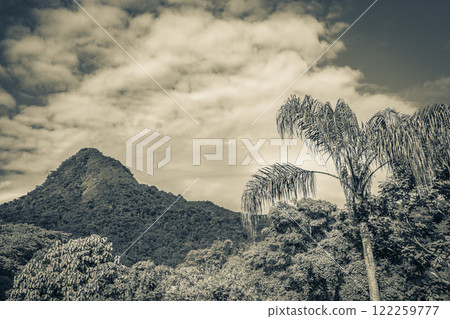 Abraao mountain Pico do Papagaio with clouds Ilha Grande Brazil. Abraao mountain Pico do Papagaio with clouds Ilha Grande Brazil. 122259777