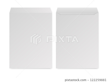 Blank white letter paper envelope. Top View. Vector A4 envelopes on white background Blank white letter paper envelope. Top View. Vector A4 envelopes on white background 122259881
