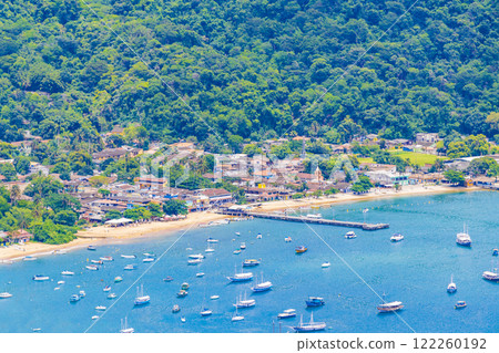 Big tropical island Ilha Grande Abraao beach panorama Brazil. Big tropical island Ilha Grande Abraao beach panorama Brazil. 122260192