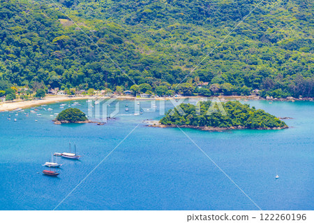 Big tropical island Ilha Grande Abraao beach panorama Brazil. 122260196