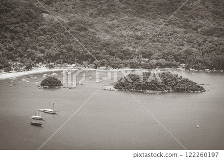Big tropical island Ilha Grande Abraao beach panorama Brazil. 122260197