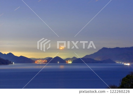 Looking towards Shikoku Tobishima Kaido from Oshiba Island at night 122260226