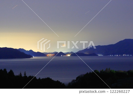 Looking towards Shikoku Tobishima Kaido from Oshiba Island at night 122260227