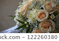 wedding bouquet of white roses 122260380