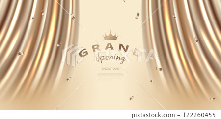 Design your opening card with curtains. beautiful business banner vector illustration 122260455