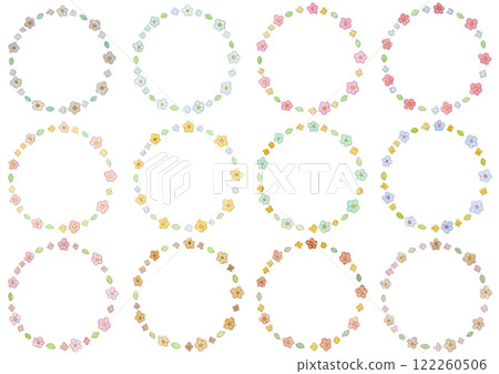 [Watercolor] Flower frame illustration set 122260506