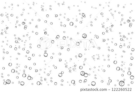Oxygen air bubbles flow in water on white background. Oxygen air bubbles flow in water on white background. 122260522