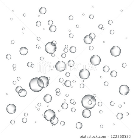 Oxygen air bubbles  flow  in water on white  background. 122260523