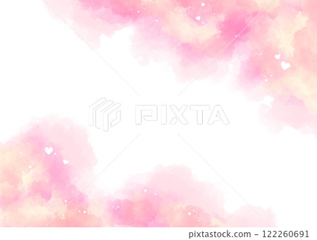 水彩粉紅色背景與白色的心 122260691