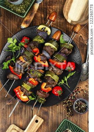 Appetizing deer kebab. Appetizing deer kebab. 122260778