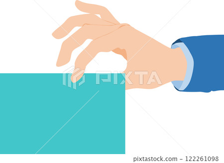Illustration of a businessman holding a card 122261098