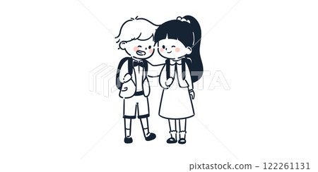 入學儀式上，背著書包的女孩和男友微笑著，簡單又可愛。 122261131