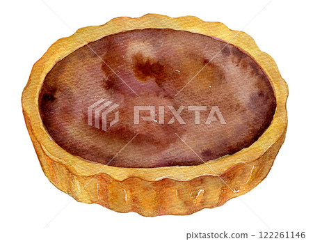 Watercolor illustration: Chocolate tart 122261146