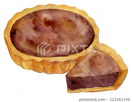 水彩插圖巧克力塔 122261148